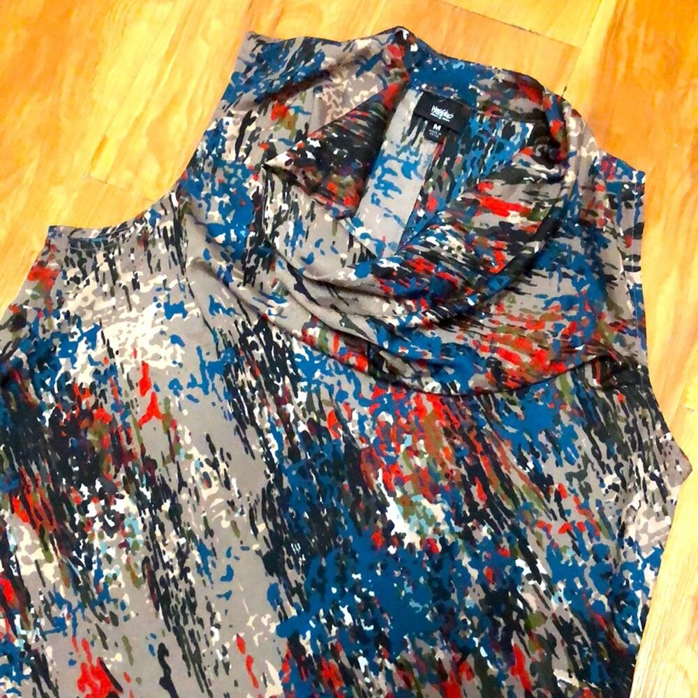 Mossimo Abstract Brushstroke Cowl Neck Sleeveless Blouse Size Medium